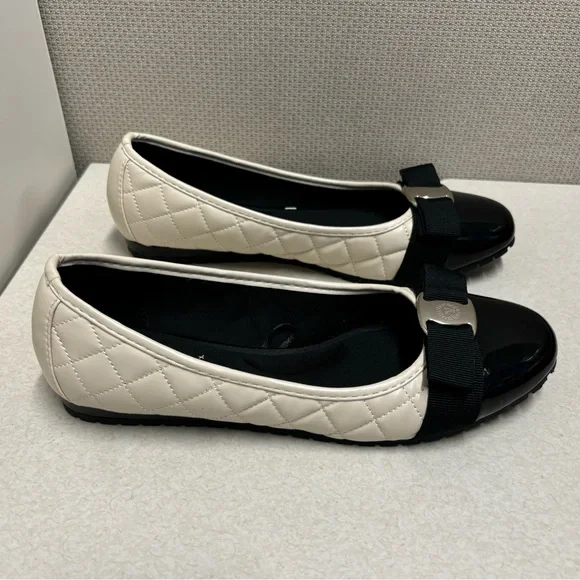Anne Klein Shoes Anne Klein Quilted Cap Toe Bow Ballet Flats